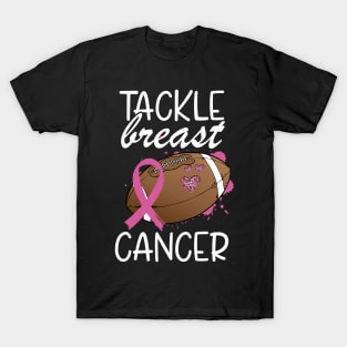 Tackle Cancer Breast Cancer Awareness Ribbon Football T-Shirt